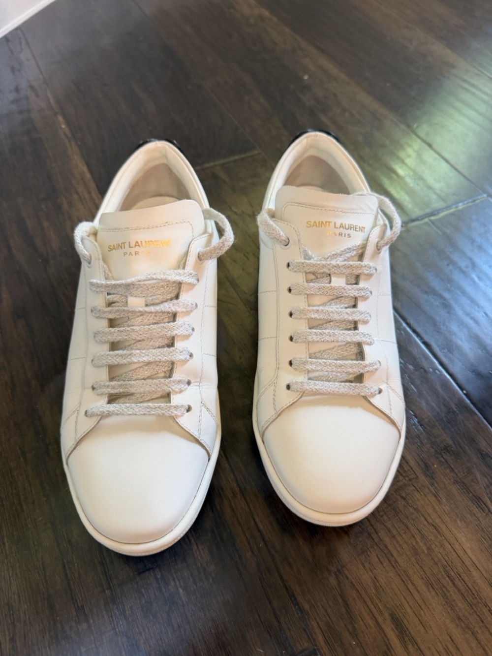 Saint Laurent SL/06 "Lip" Sneakers: Mismatched Gem-Tone Heels & Lurex Laces 38.5 - Picture 4 of 10